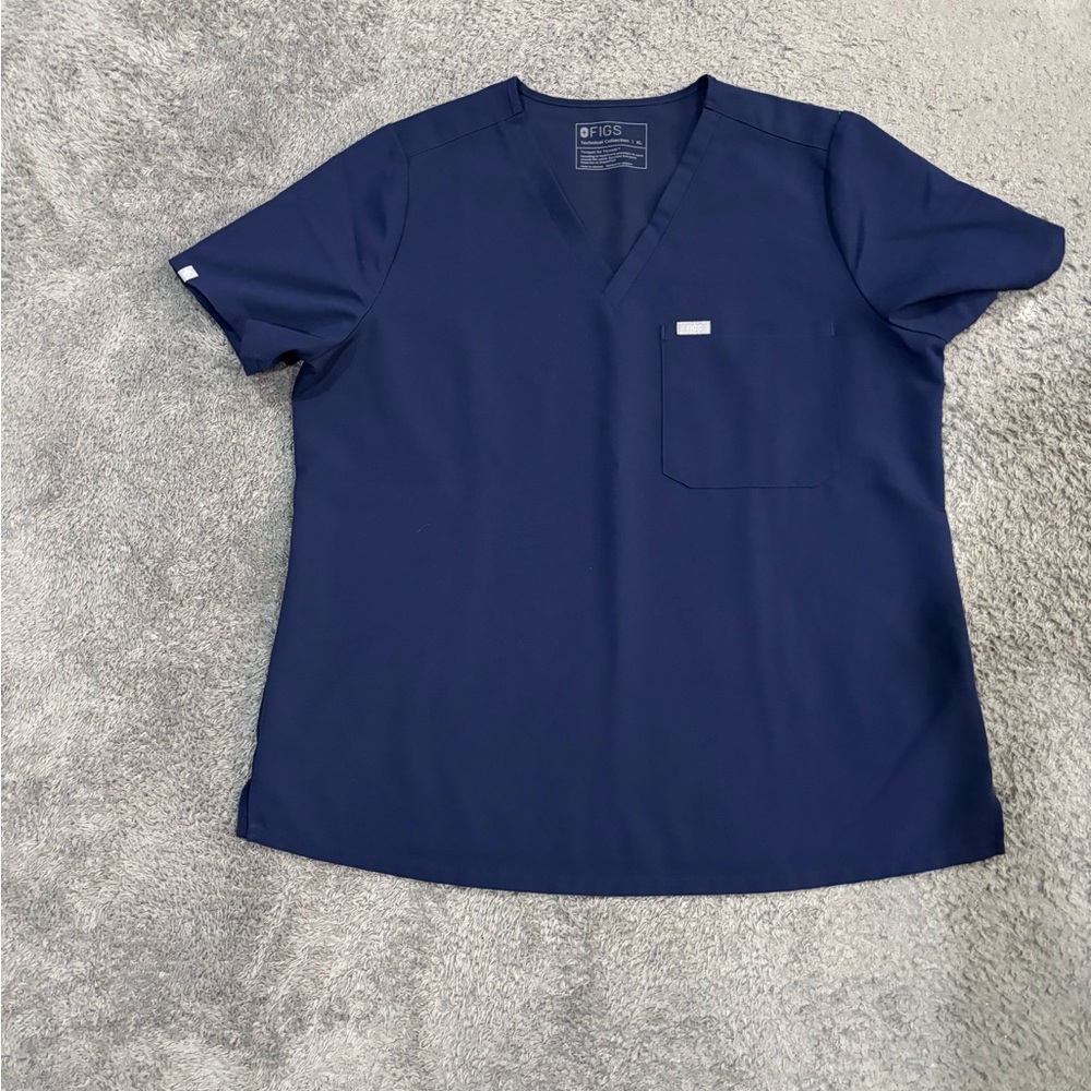 XL FIGS Navy Blue Scrub Top